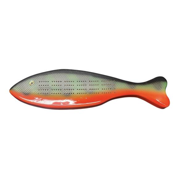 Homemade Fishing Lure Perch Green Fluorescent Orange Cribbage Board Rapala - Picture 1 of 5
